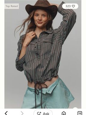 EUC Anthropologie Pilcro Cotton Cinched Utility Top. Size Medium.